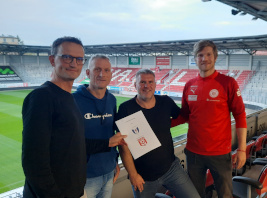 Turbine und der HFC kooperieren im Nachwuchsbereich (v.l.: Daniel Wurbs, Jens Zeidler, Jens Kiefer, Felix Krause)